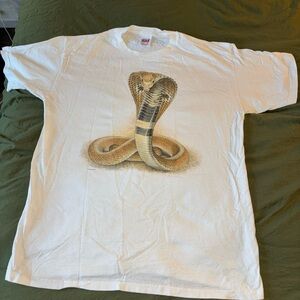 Anvil White T-Shirt with Brown Cobra Design